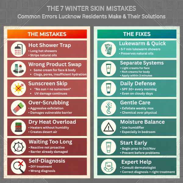THE 7 WINTER SKIN MISTAKES Common Errors Lucknow Residents Make & Their Solutions