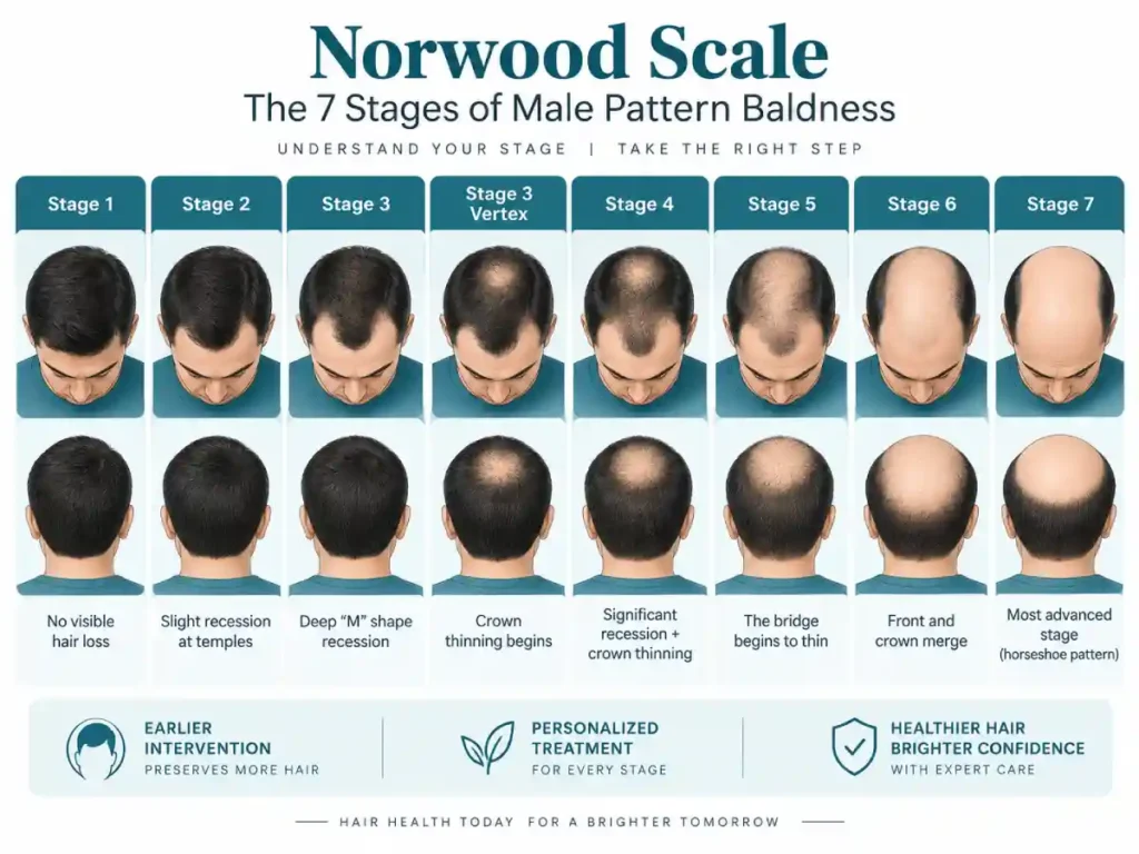 Norwood Scale-Seven Stages of Hair Loss